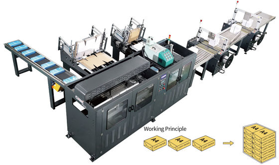 Buy A4 Ream Paper Box Wrapping Machine with PLC Control System, 7 Boxes Per Minute Speed, and 18 kW Power for A4 Production Line online manufacture